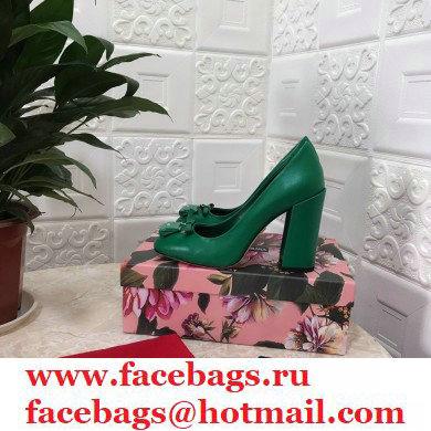 Dolce  &  Gabbana Block Heel 10.5cm Leather Sicily Pumps Green 2021